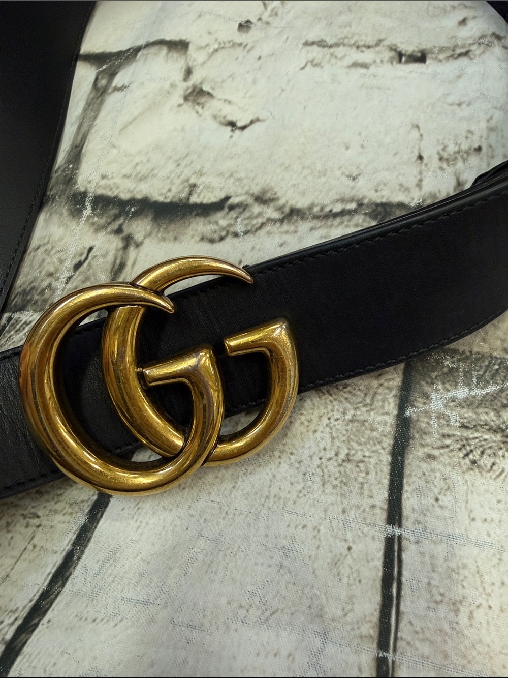 GUCCI GG Marmont Belt Black Leather Gold Buckle Size 80/32 - Picture 4 of 12